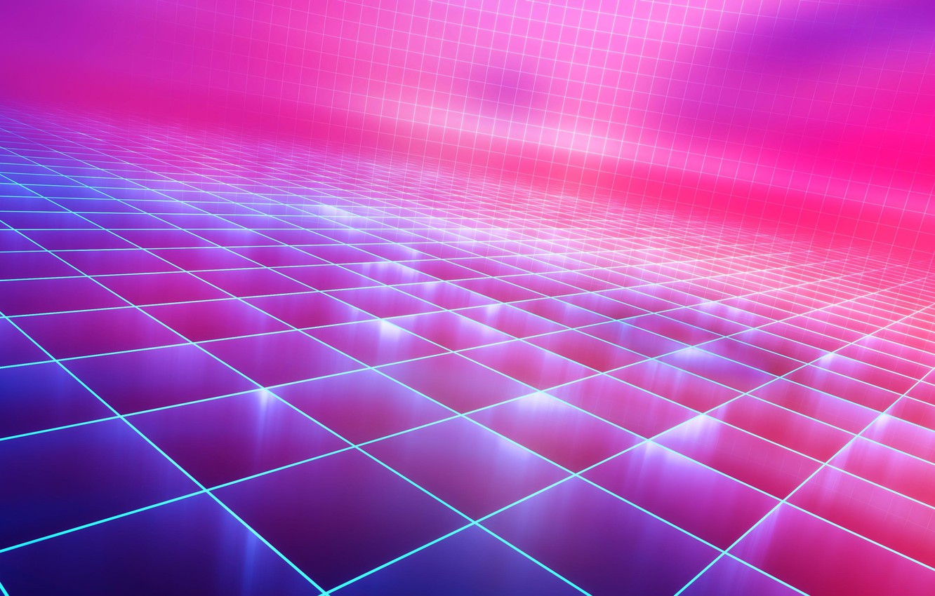 Photo Wallpaper Music, Background, 80s, Neon, Synth, - Retro Future Grid , HD Wallpaper & Backgrounds