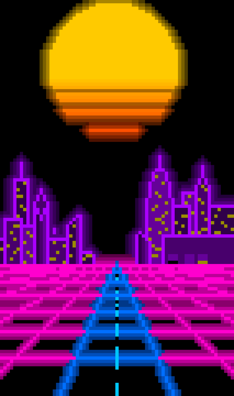I Wanted To Make A Pixel Art Outrun Phone Wallpaper - Illustration , HD Wallpaper & Backgrounds