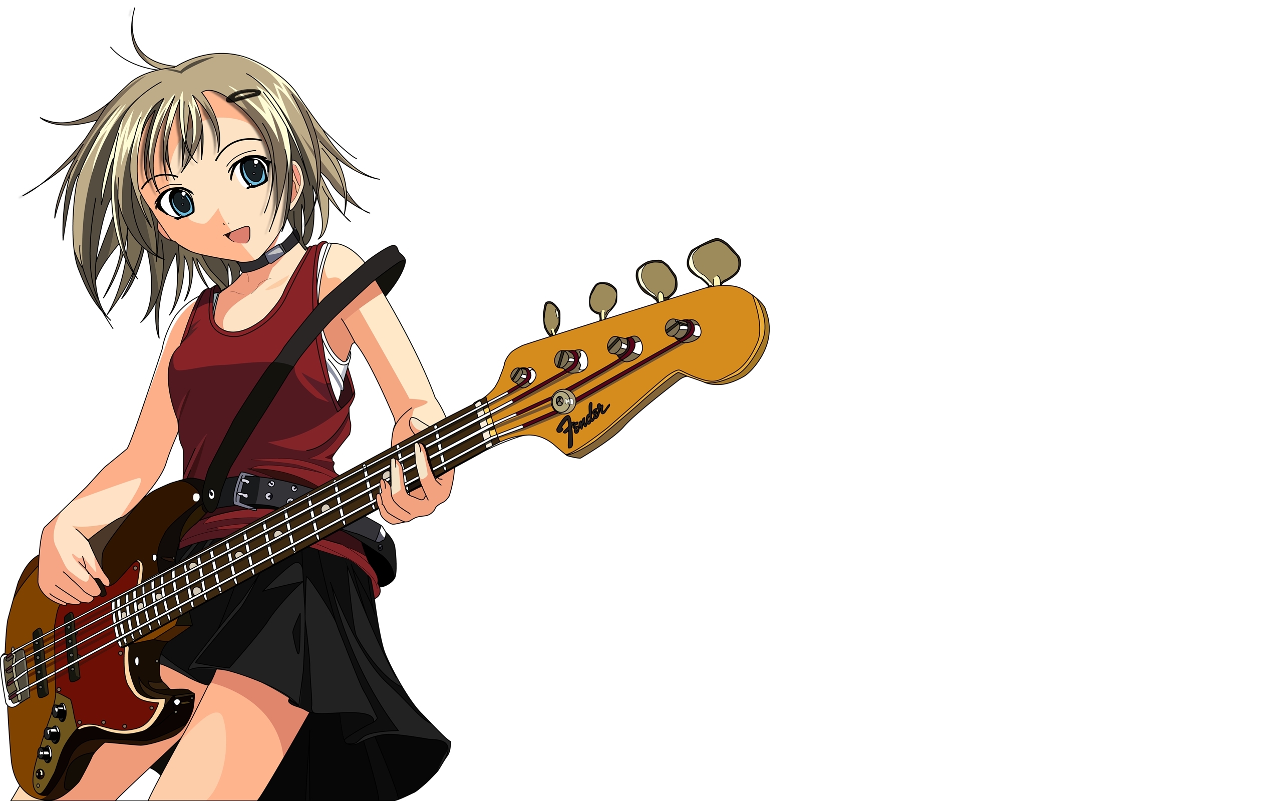 Cute Anime Girl With Guitar Wallpaper Wallpaper - Anime Girl Playing Guitar Bass , HD Wallpaper & Backgrounds