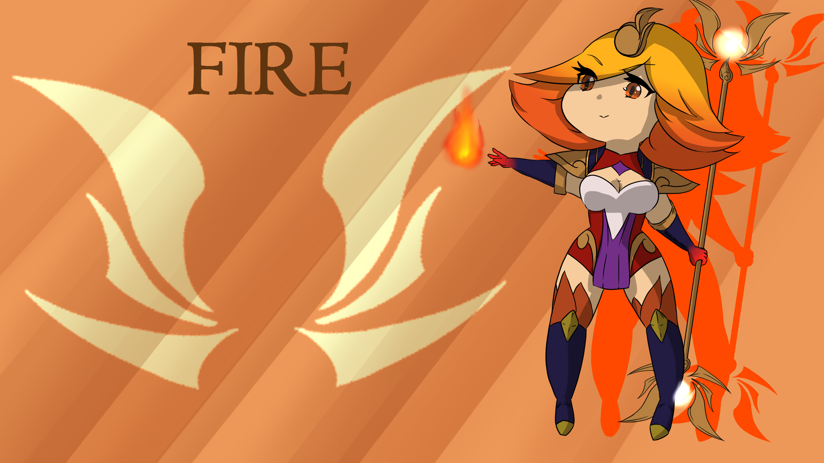 Elementalist Lux - Fire [original] - Lux Fire Fanart , HD Wallpaper & Backgrounds