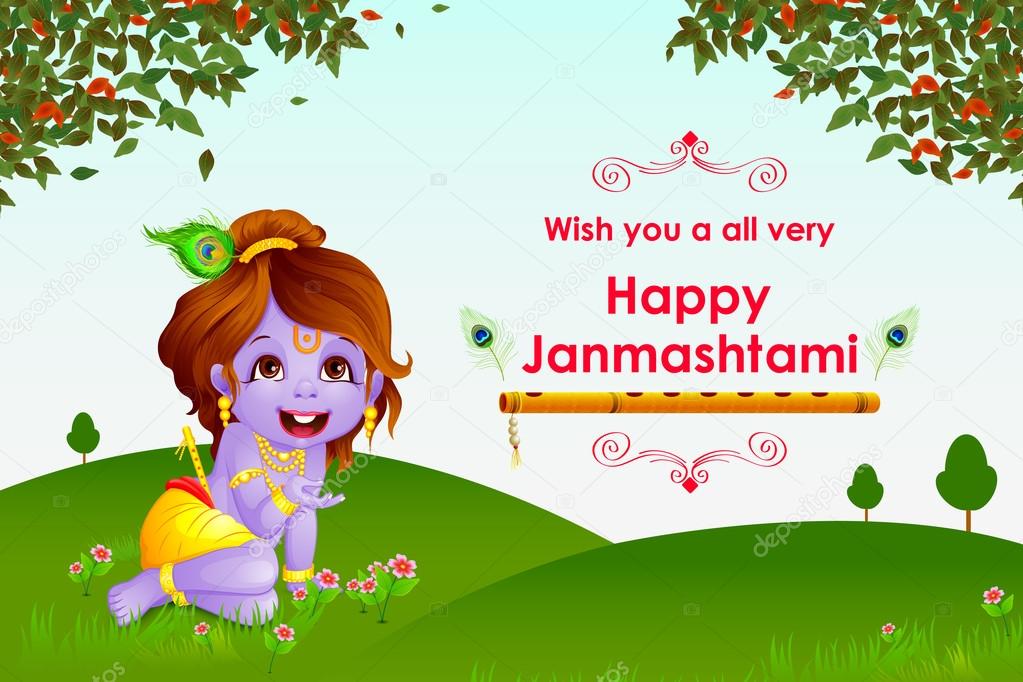 Happy Janmashtami Wallpaper Background Stock Vector - Happy Janmashtami Vector , HD Wallpaper & Backgrounds