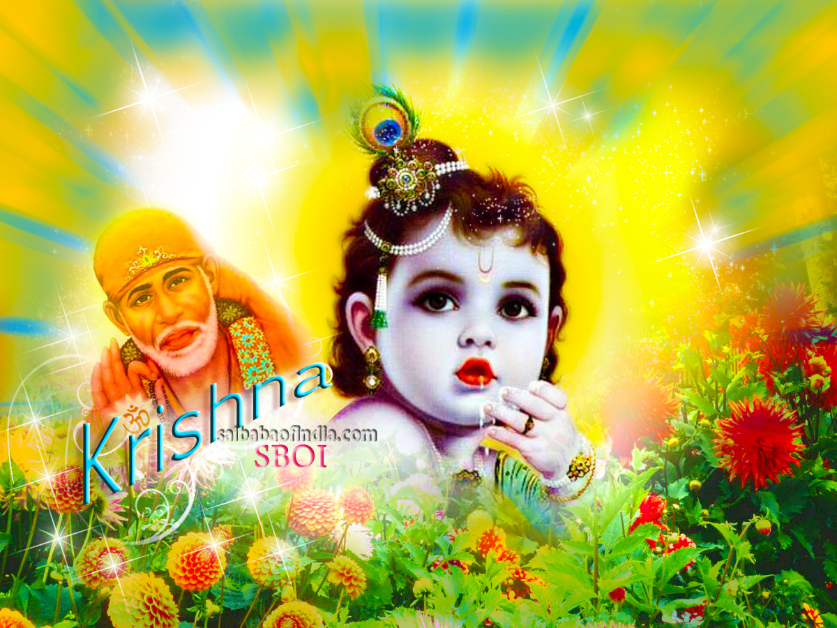 Shirdi Sai Baba Greeting Cards -sai Baba Greeting Cards - Sai Baba And Krishna , HD Wallpaper & Backgrounds