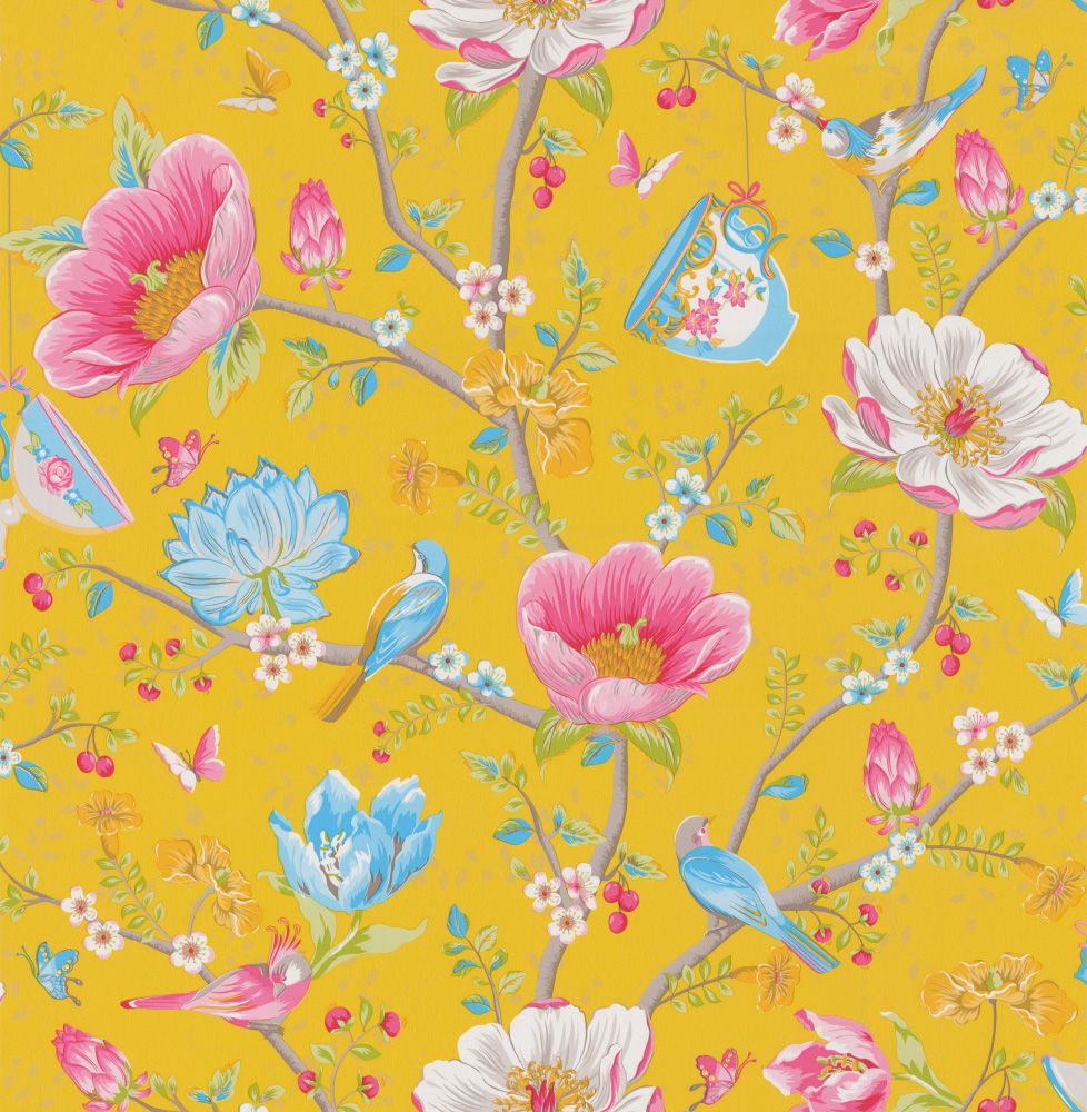 Chinese Garden Mustard Yellow Wallpaper By Pip Wallpaper - Pip Chinese Garden , HD Wallpaper & Backgrounds