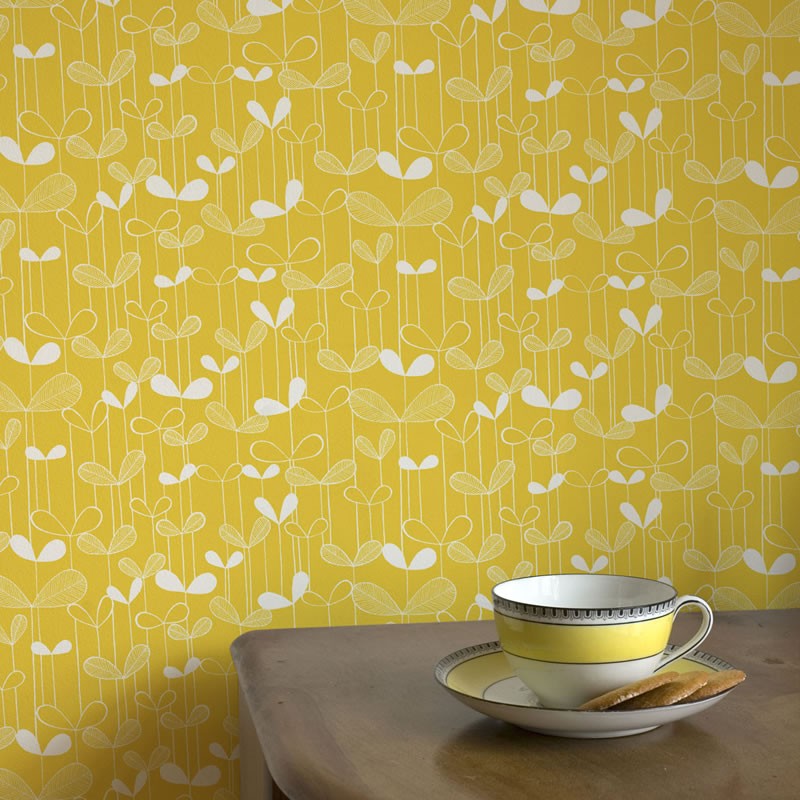 Saplings Wallpaper, Yellow Wallpaper, Missprint Saplings - Mustard Yellow Wallpaper Uk , HD Wallpaper & Backgrounds