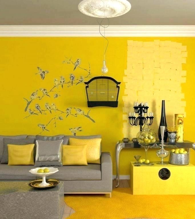 Yellow Wall Paint Mustard Painted Living Room Bright - Wall Colour Combination With Yellow , HD Wallpaper & Backgrounds