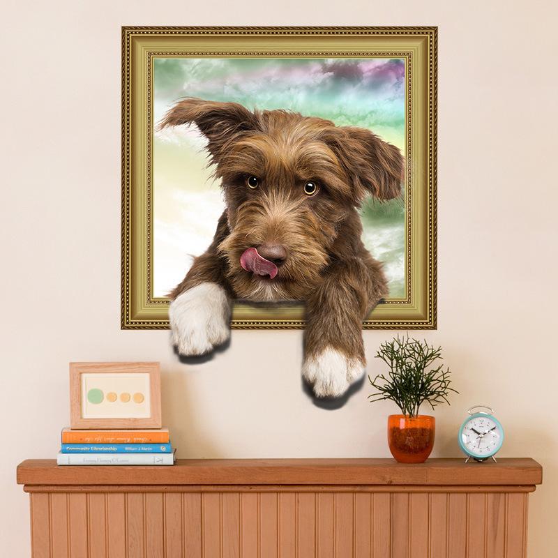 3d Wallpaper Simulation Cute Dog Fake Photo Frame Boy - Animal Coming Out Of Frame , HD Wallpaper & Backgrounds
