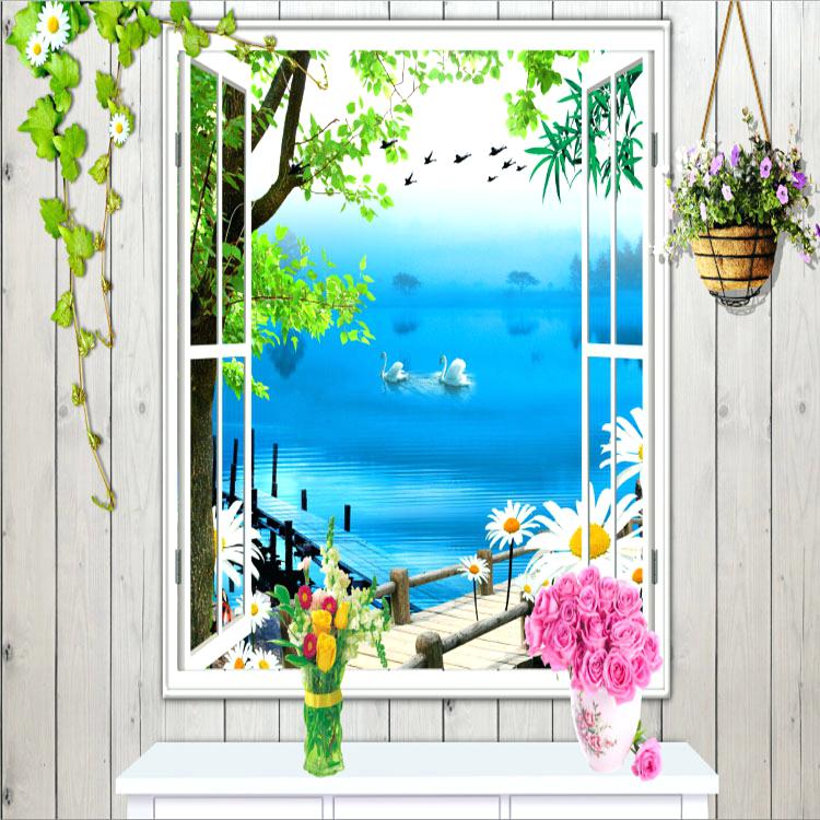 Fake Window Wallpaper Window Wallpaper Murals Beautiful - Window Wallpaper Murals , HD Wallpaper & Backgrounds