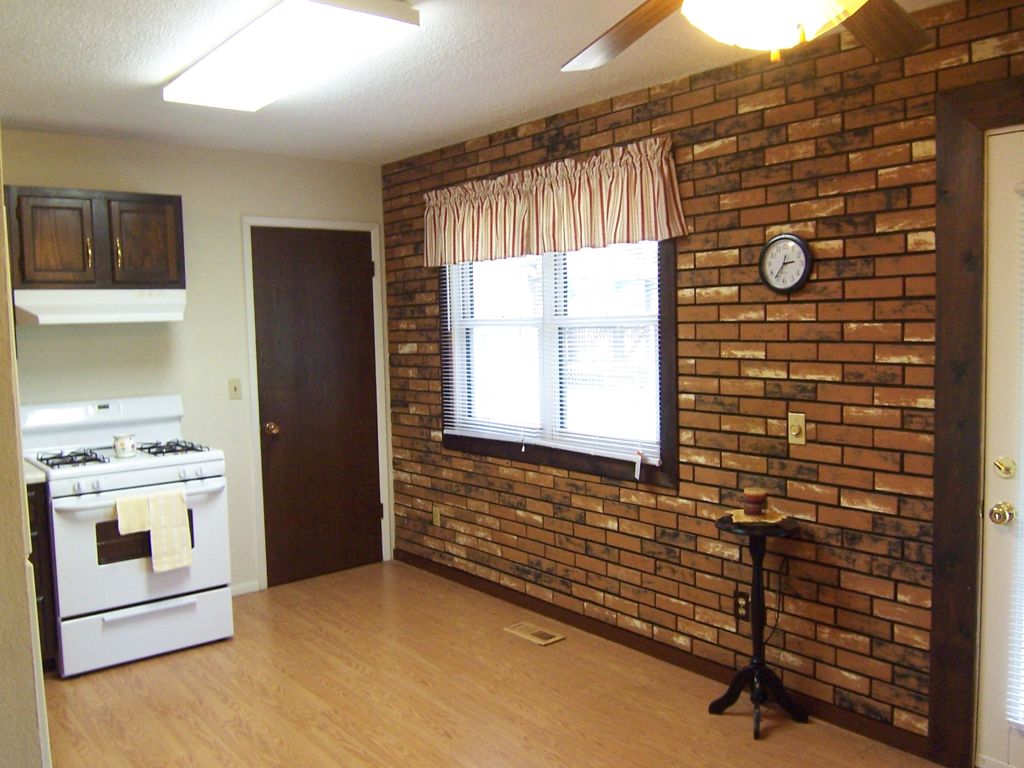 Fake Brick Wallpaper Design For Kitchen Wall Plus White Exposed