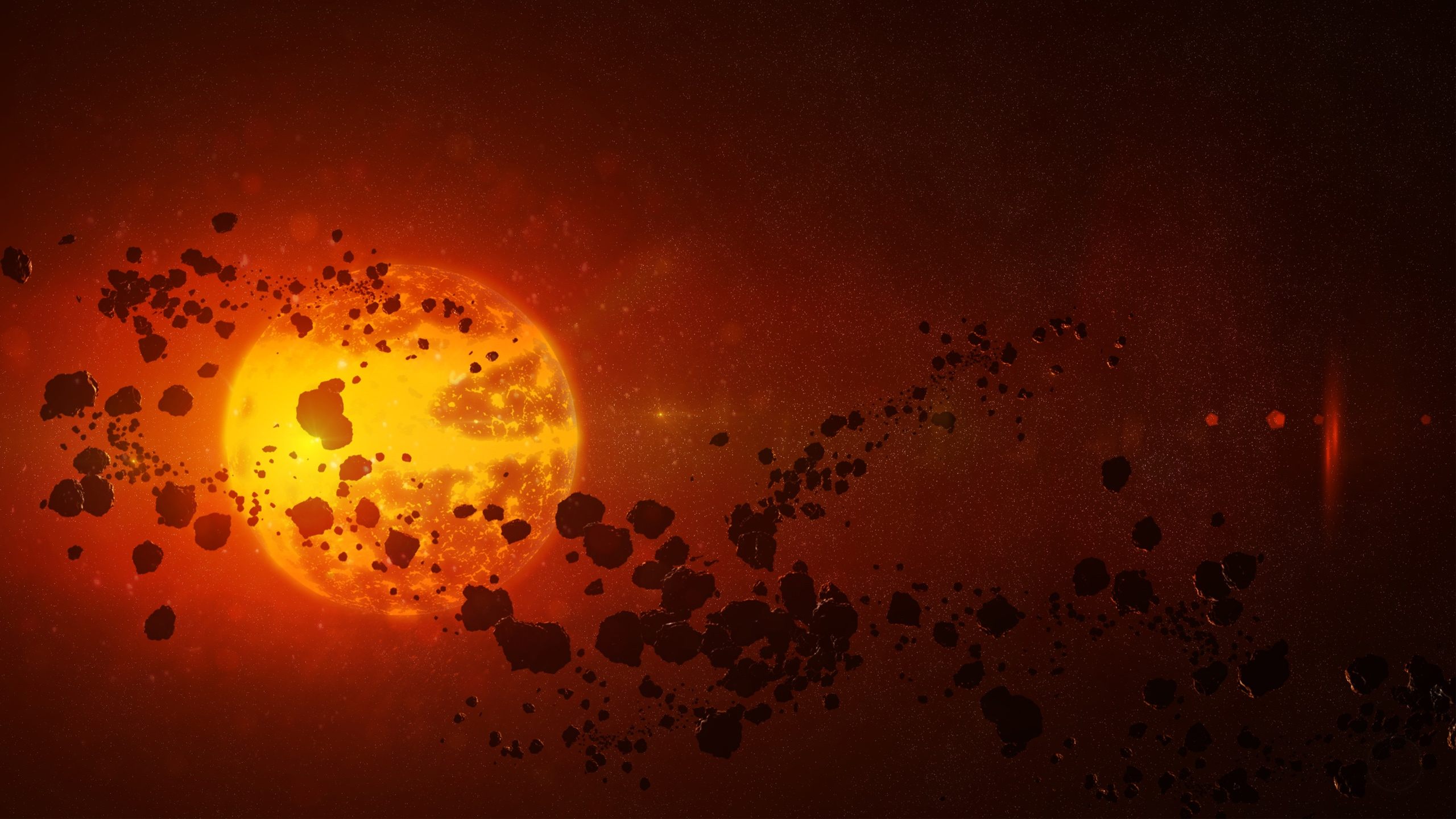 Space Rocks Asteroid And Sun Wallpaper - Sun In Space Background , HD Wallpaper & Backgrounds