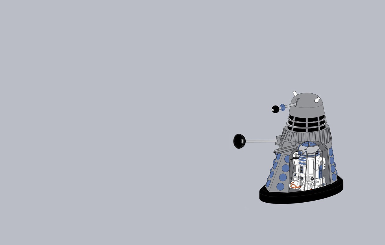 Photo Wallpaper Star Wars, R2d2, Star Wars, Grey Background, - Doctor Who Funny , HD Wallpaper & Backgrounds