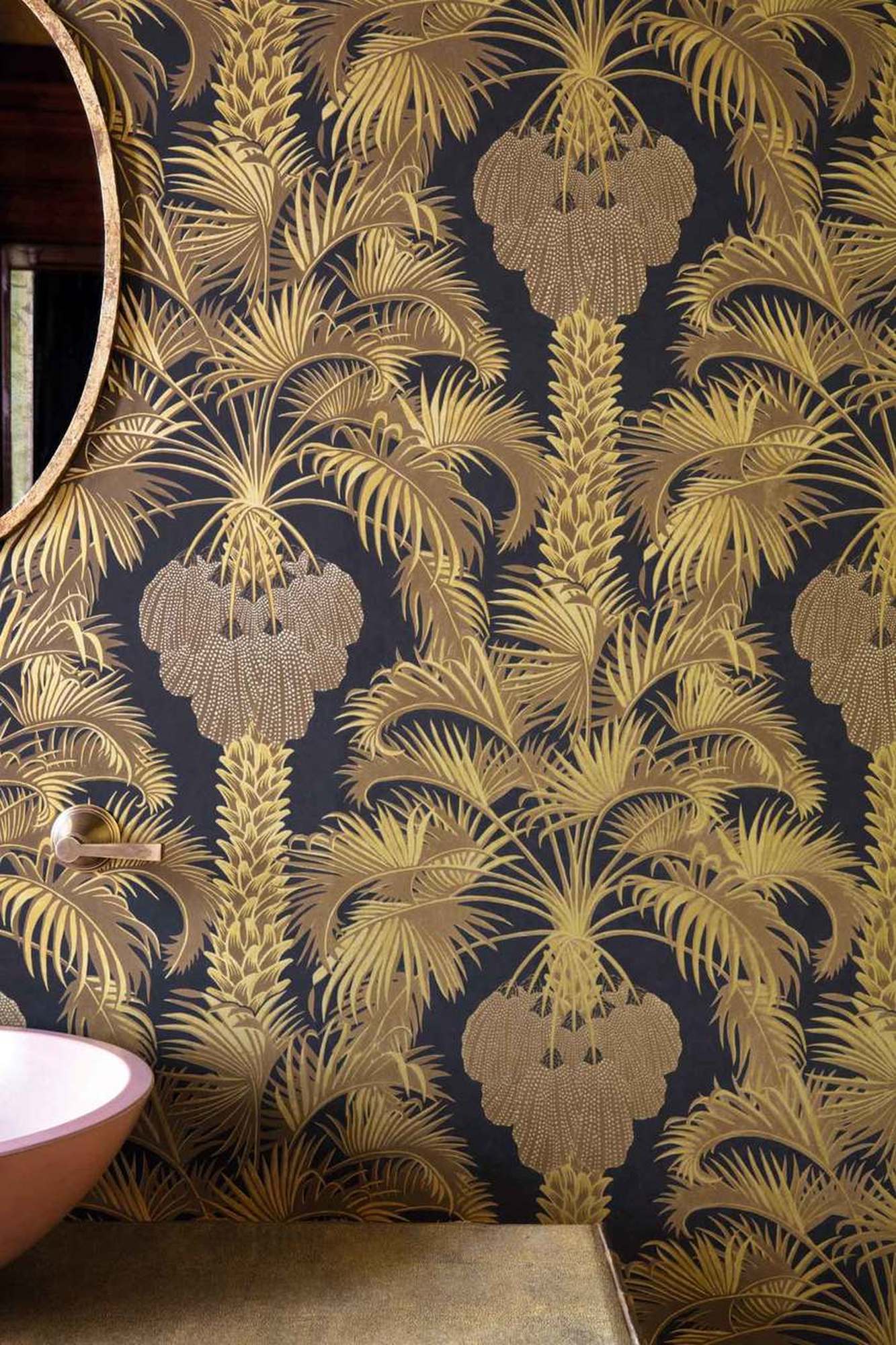 Charcoal & Gold - Cole And Sons Hollywood Palm , HD Wallpaper & Backgrounds