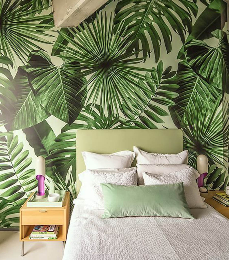 Palm Tree Decor, Tropical Wallpaper, Wall Mural, Home - Tropical Wallpaper In Bedroom , HD Wallpaper & Backgrounds