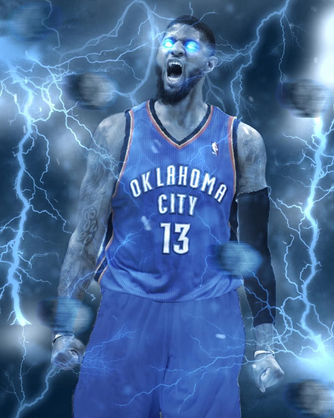 Paul George To The Thunder I Wish Harden Was Still - Paul George Thunder Lightning , HD Wallpaper & Backgrounds
