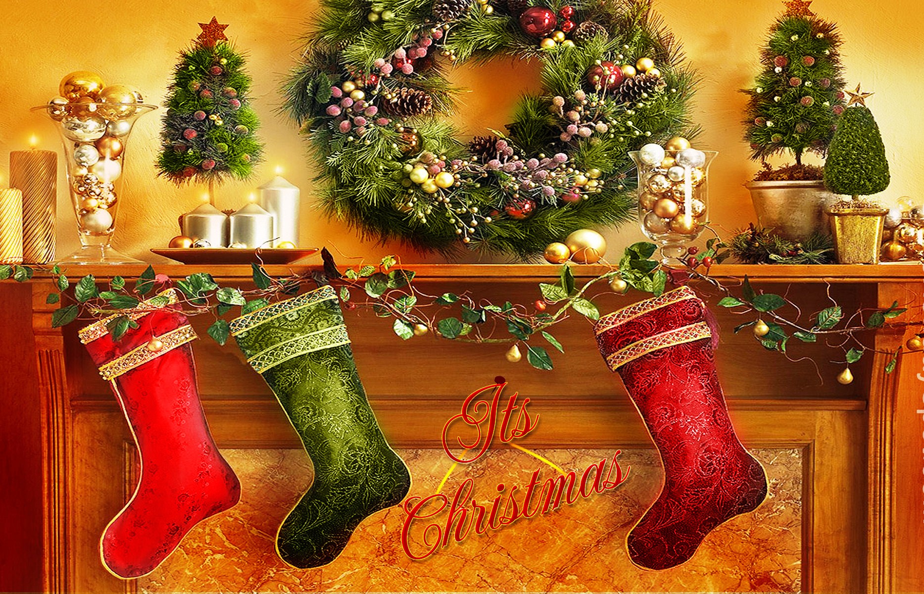 Christmas Background Wallpaper - Christmas Fireplace , HD Wallpaper & Backgrounds