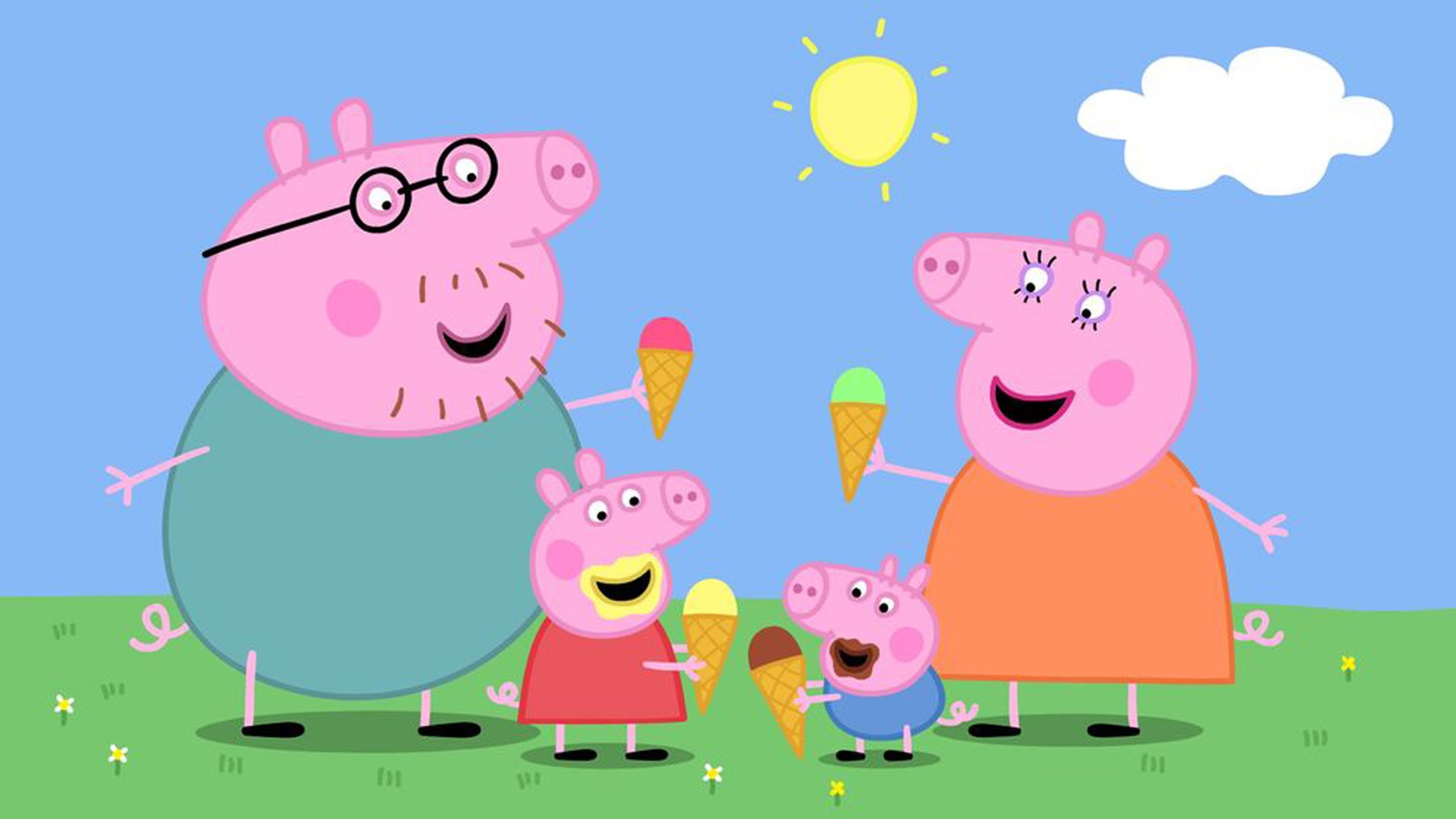 2560x1440, Peppa Pig Ice Cream Hd Wallpaper - Peppa Pig Family Hd , HD Wallpaper & Backgrounds