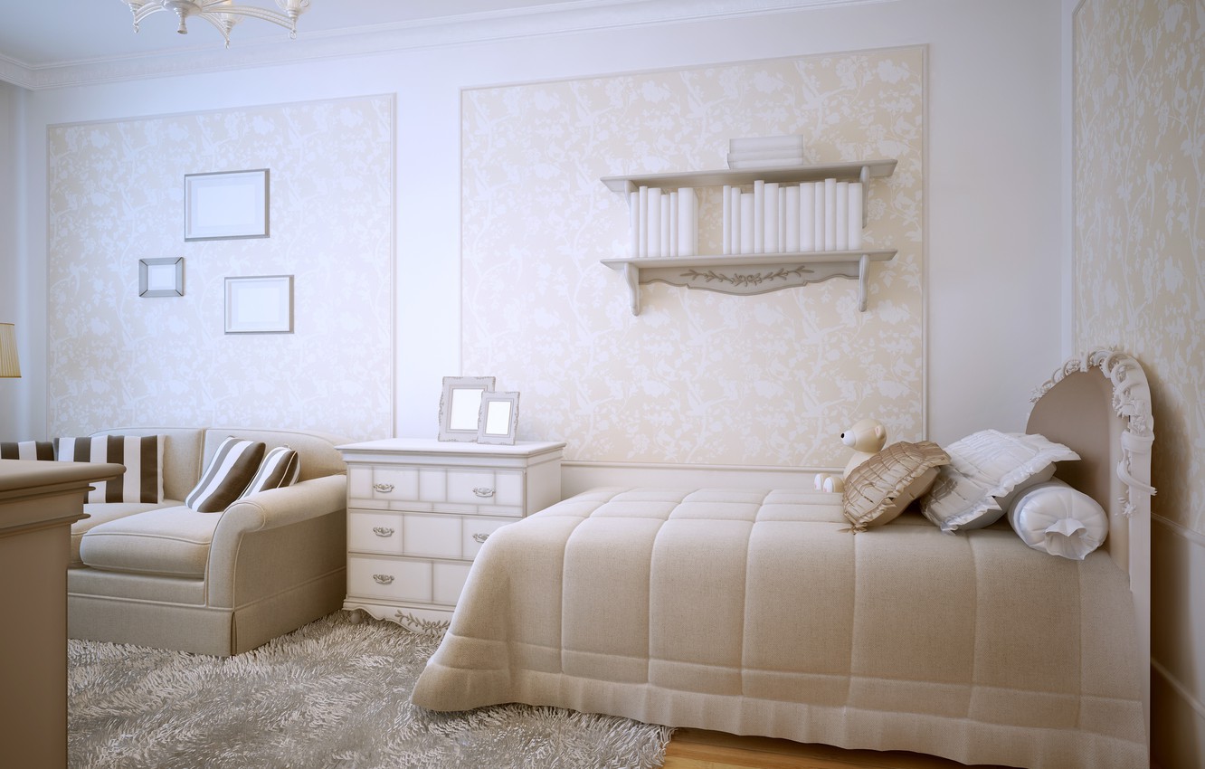 Photo Wallpaper Design, Furniture, Bed, Interior, Children - Bedroom , HD Wallpaper & Backgrounds
