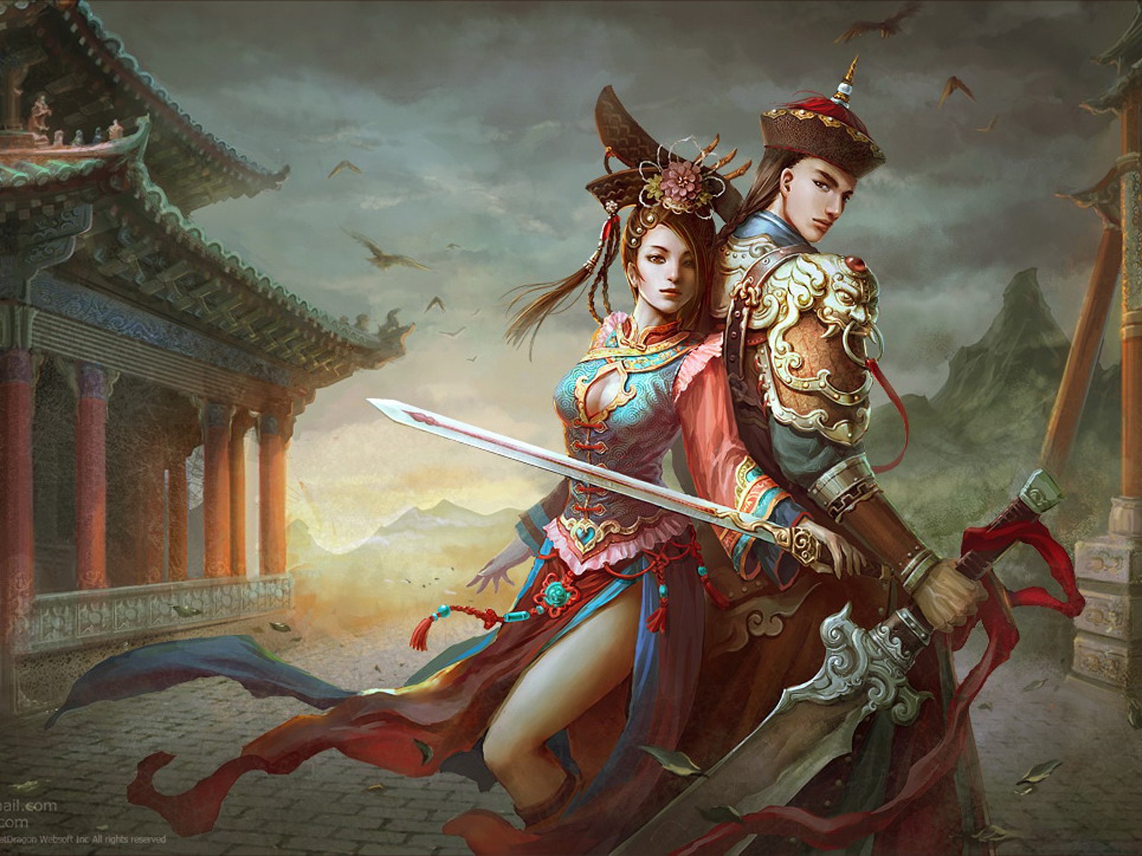 Woman Protecting Man Fantasy , HD Wallpaper & Backgrounds