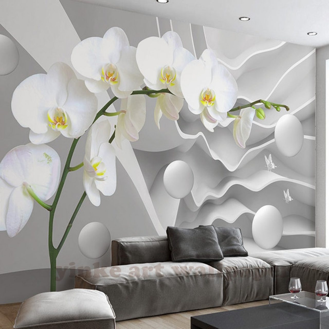 Custom 3d Stereoscopic Wallpaper Space Butterfly Orchid - Papel Pintado En 3d , HD Wallpaper & Backgrounds