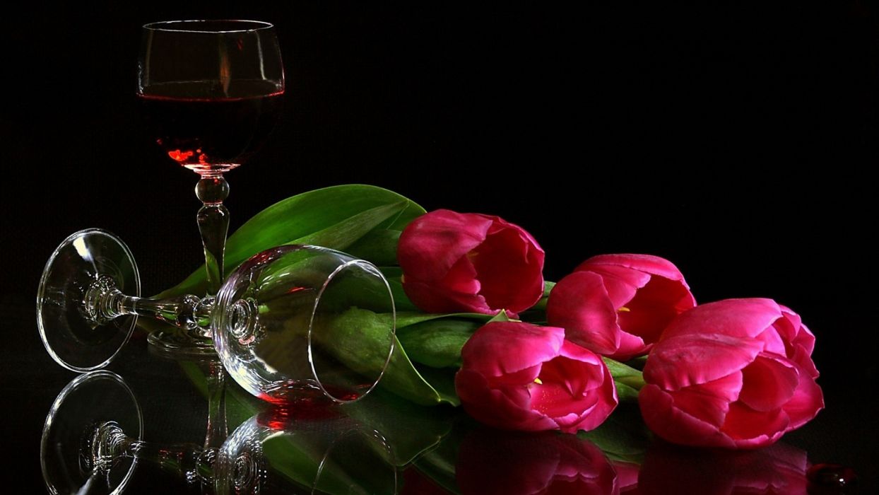 Tulips Wine Glasses Wallpaper - Happy New Year Greetings To The Team 2020 , HD Wallpaper & Backgrounds