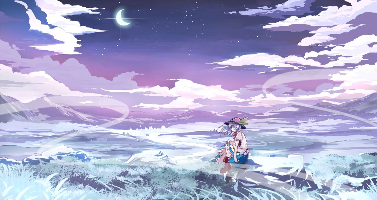 Touhou Clouds Grass Hat Hinanawi Tenshi Moon Risutaru - 比 那 名 居 天子 イラスト かっこいい , HD Wallpaper & Backgrounds