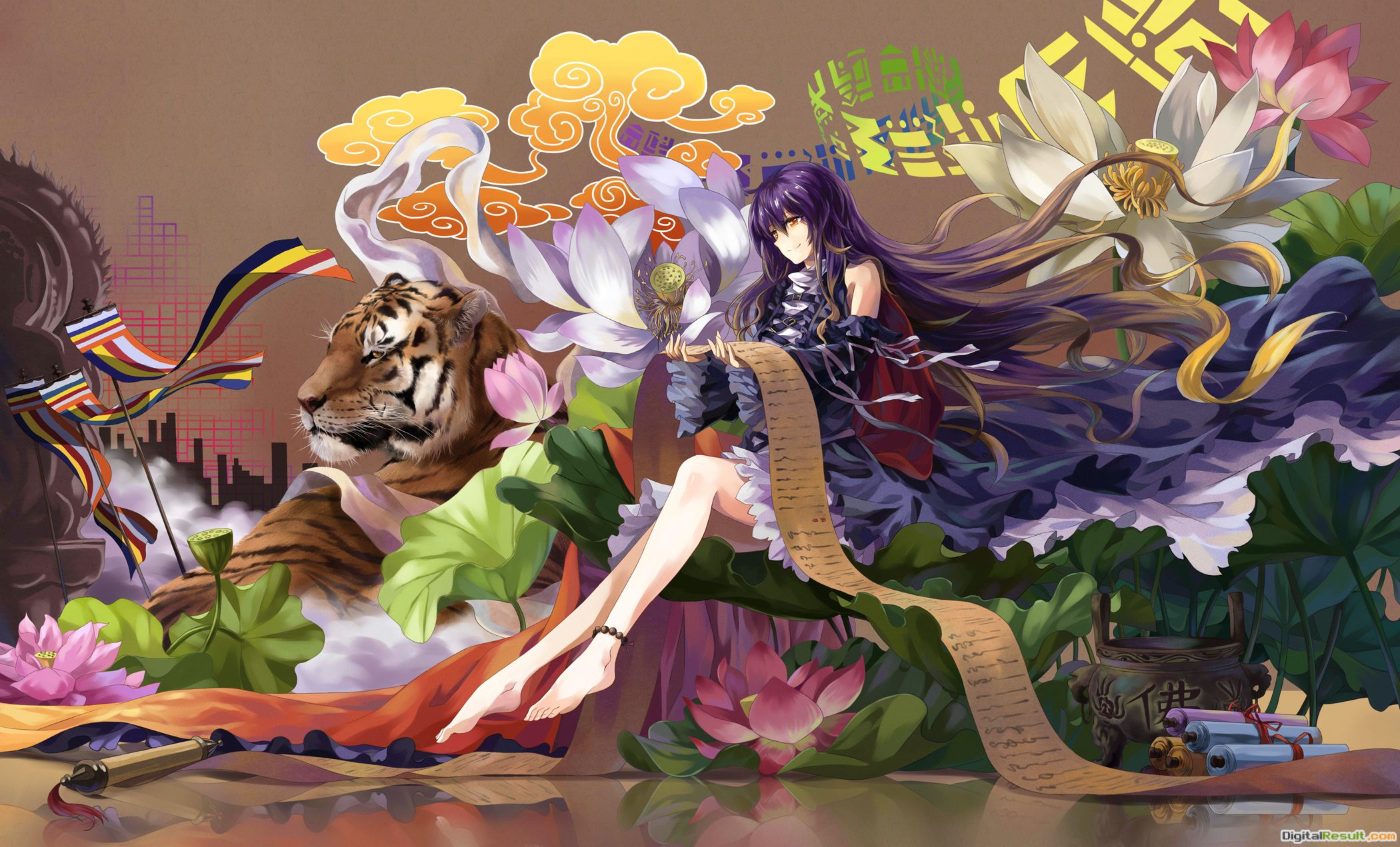 Hijiri Byakuren Nekoyanshoujietiger Touhou Wallpaper - World Of Warcraft Touhou , HD Wallpaper & Backgrounds