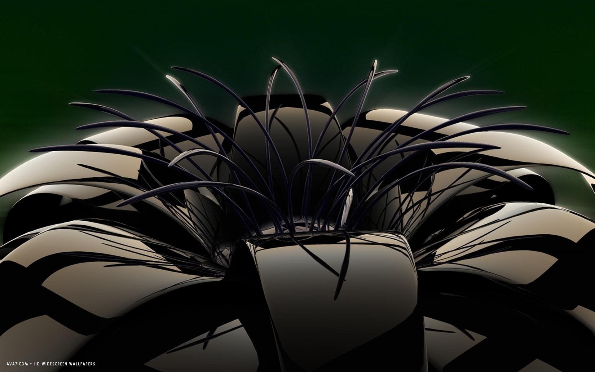 3d Black Shiny Glass Flower Dark Hd Widescreen Wallpaper - Чёрный Цветок , HD Wallpaper & Backgrounds