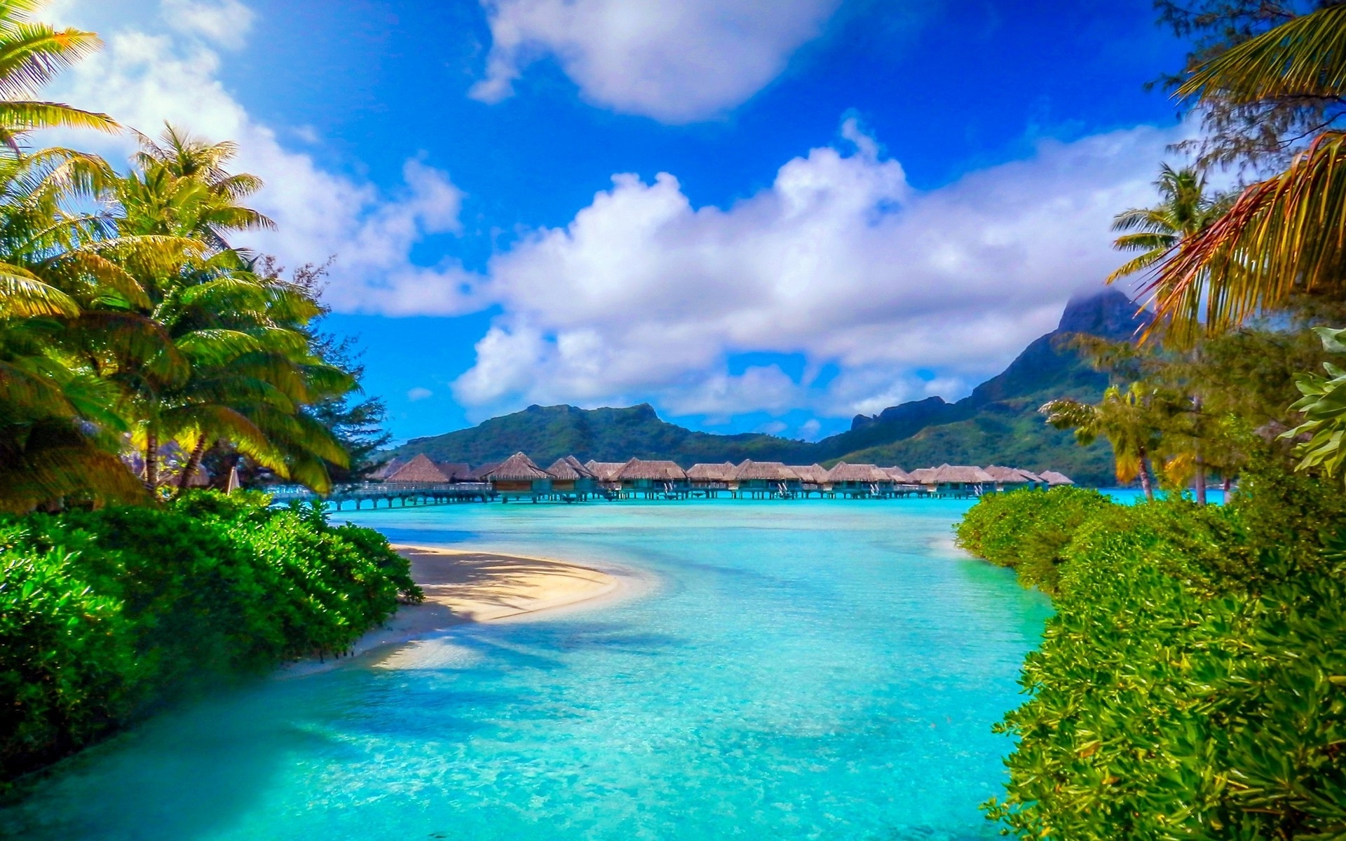 Bora Bora Wallpaper - Windows 10 Sea Background , HD Wallpaper & Backgrounds