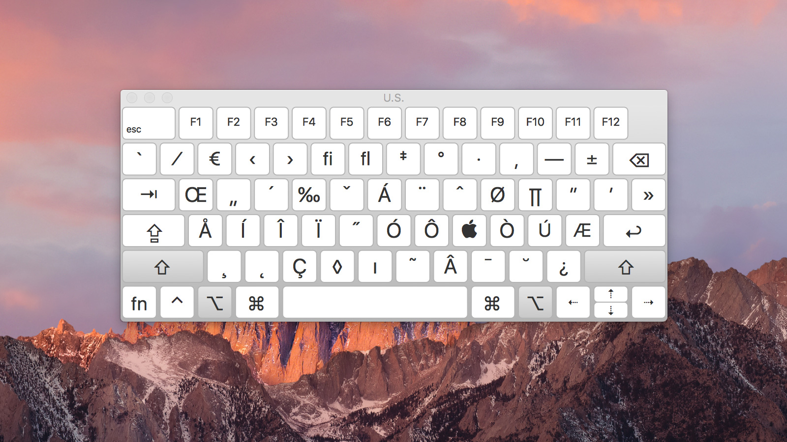 Keyboard Viewer Modifiers Sierra - Shift Symbol Keyboard , HD Wallpaper & Backgrounds