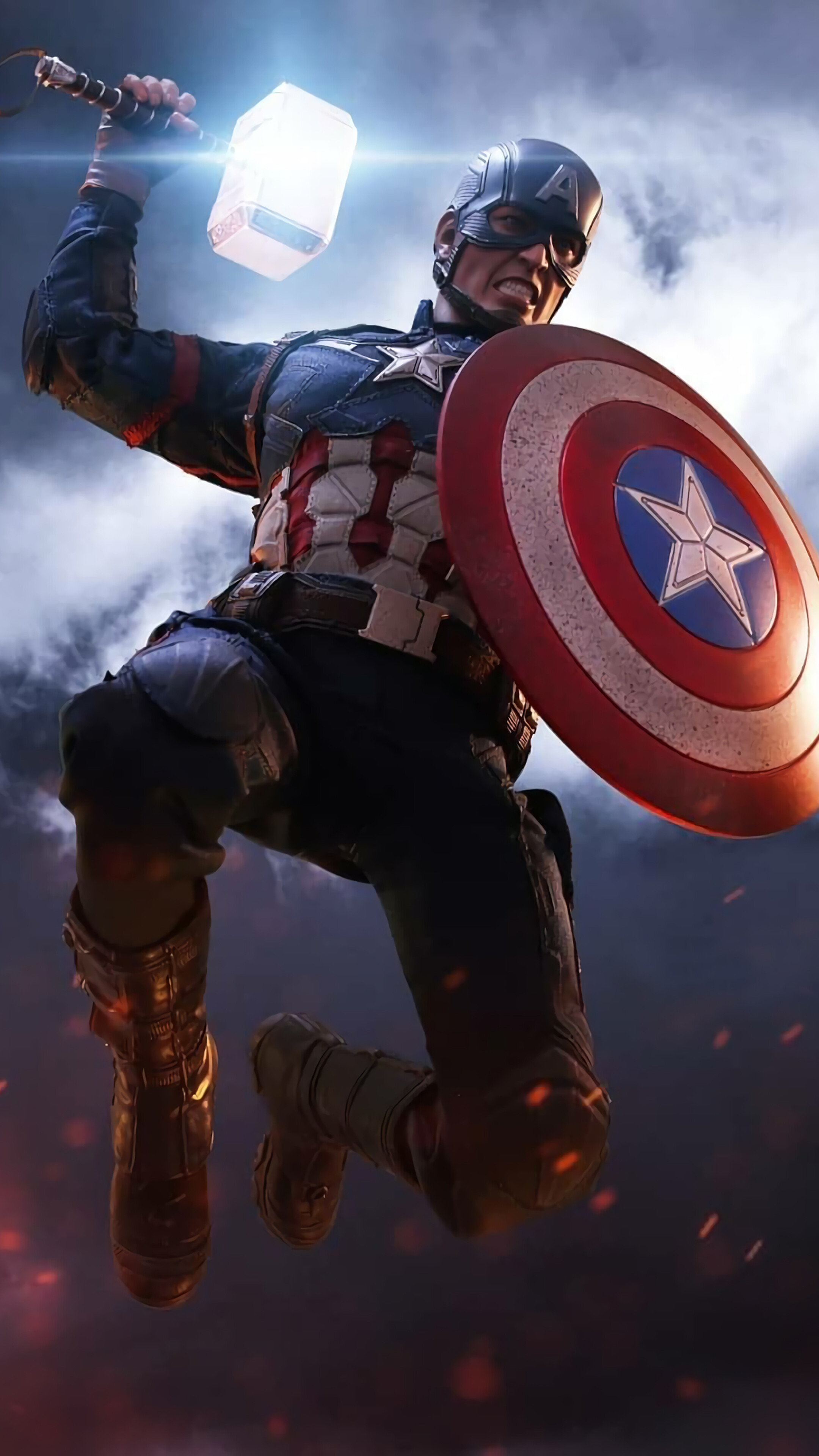 Captain America, Mjolnir, Hammer, Shield, Avengers - Captain America With Thors Hammer , HD Wallpaper & Backgrounds