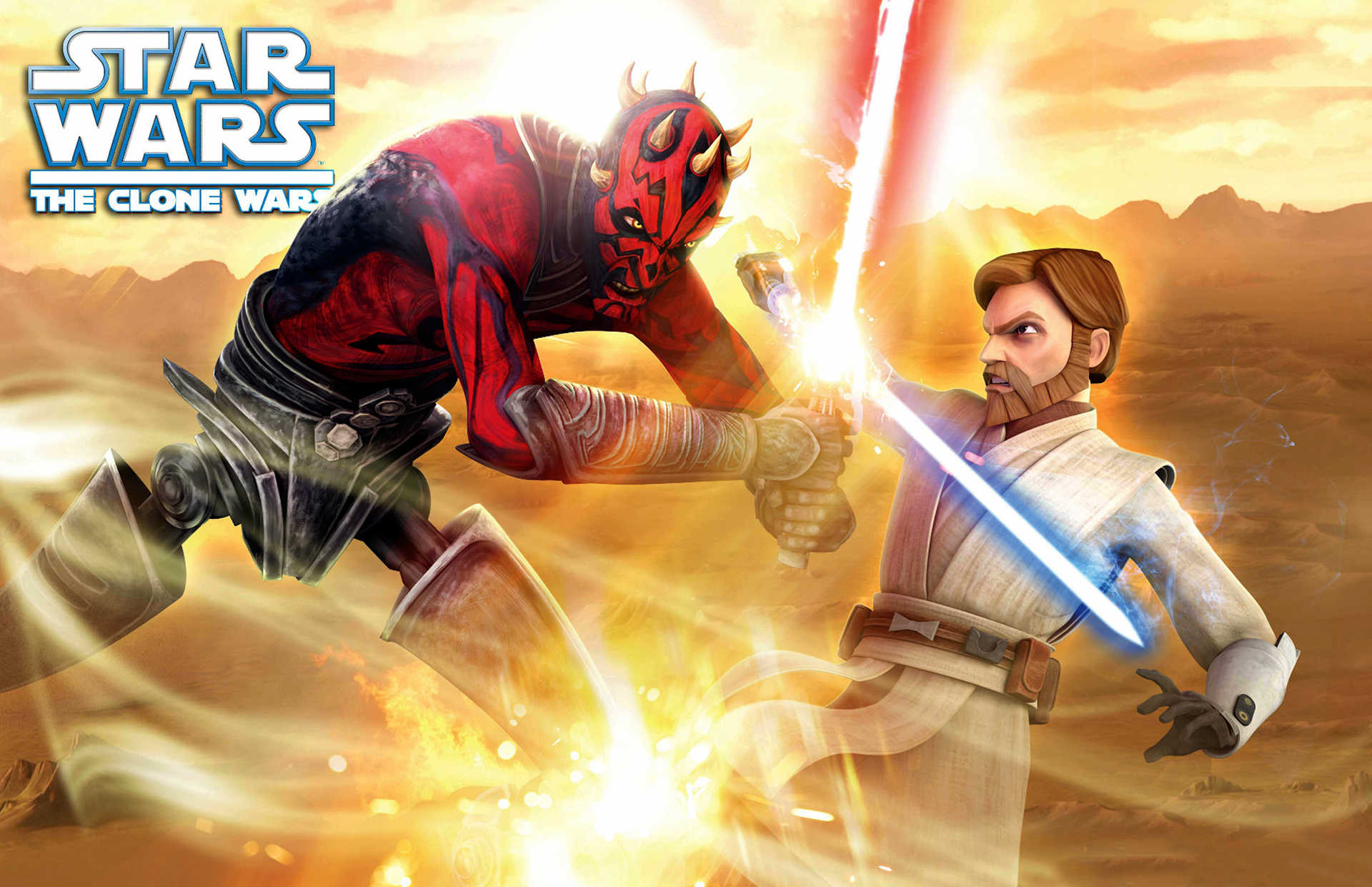View Media - Darth Maul Vs Obi Wan Clone Wars , HD Wallpaper & Backgrounds