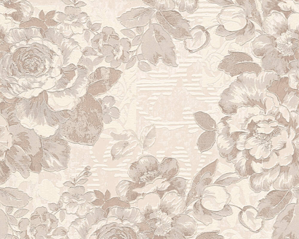 Création Wallpaper Flowers, Brown, Cream, Metallic, - Wallpaper , HD Wallpaper & Backgrounds
