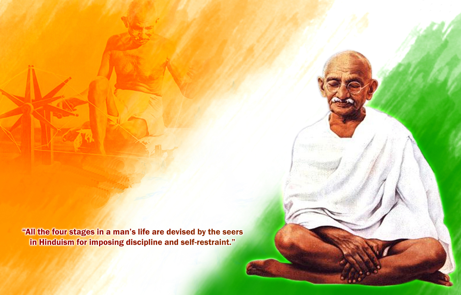 Mahatma Gandhi With Charkha , HD Wallpaper & Backgrounds