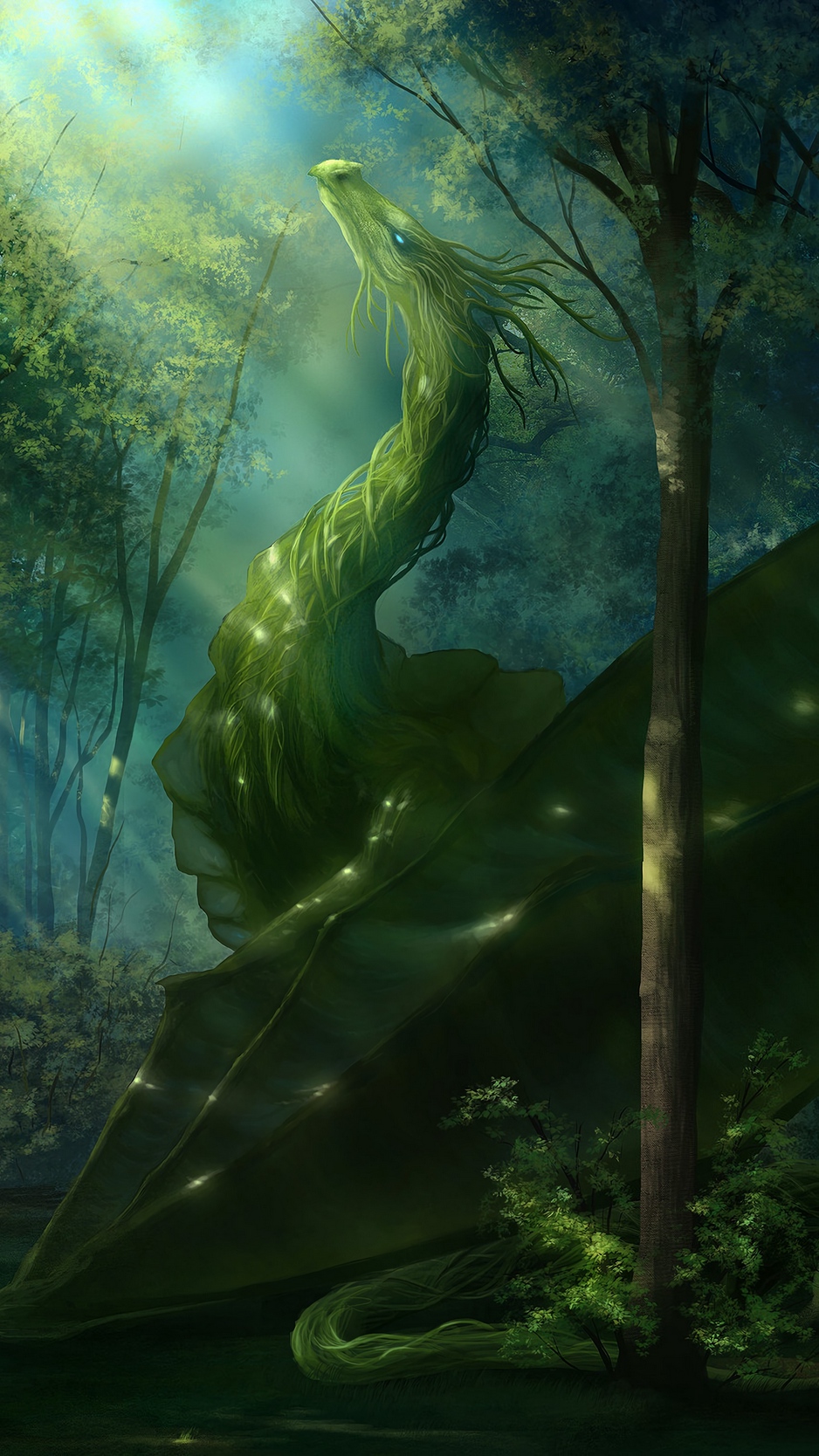 Wallpaper Dragon, Forest, Art, Green, Sunlight - Forest Green Dragon , HD Wallpaper & Backgrounds