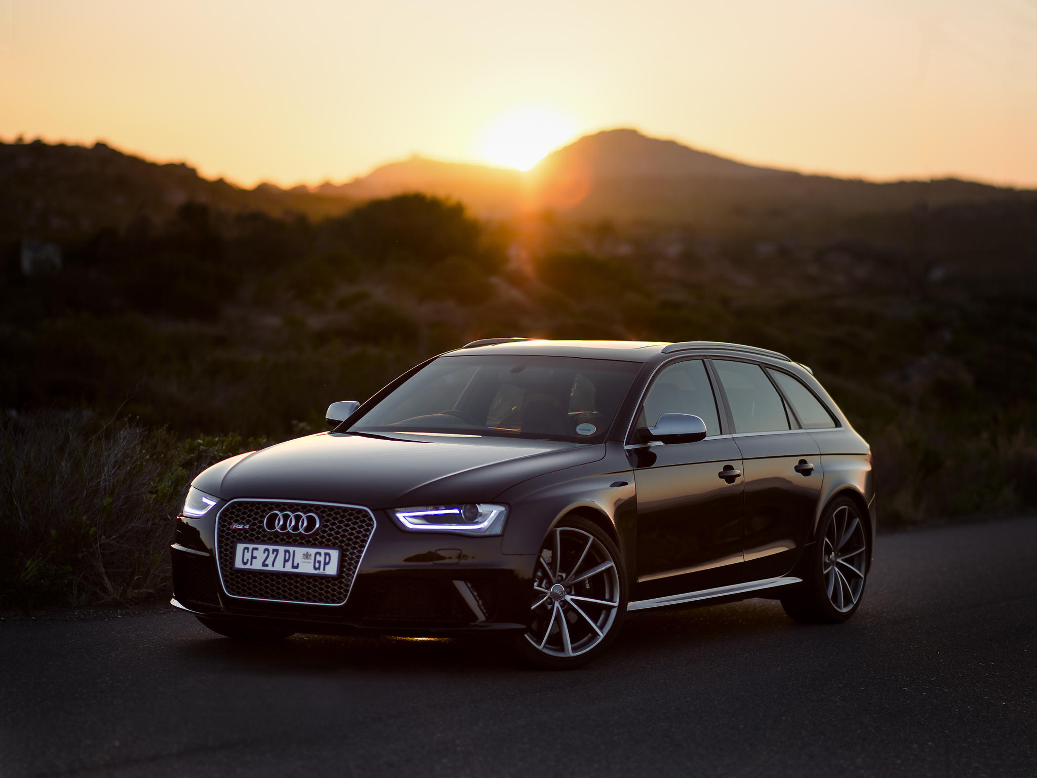 Wallpaper Audi, Rs4, Side View, Black, Sunset - Audi Rs4 , HD Wallpaper & Backgrounds