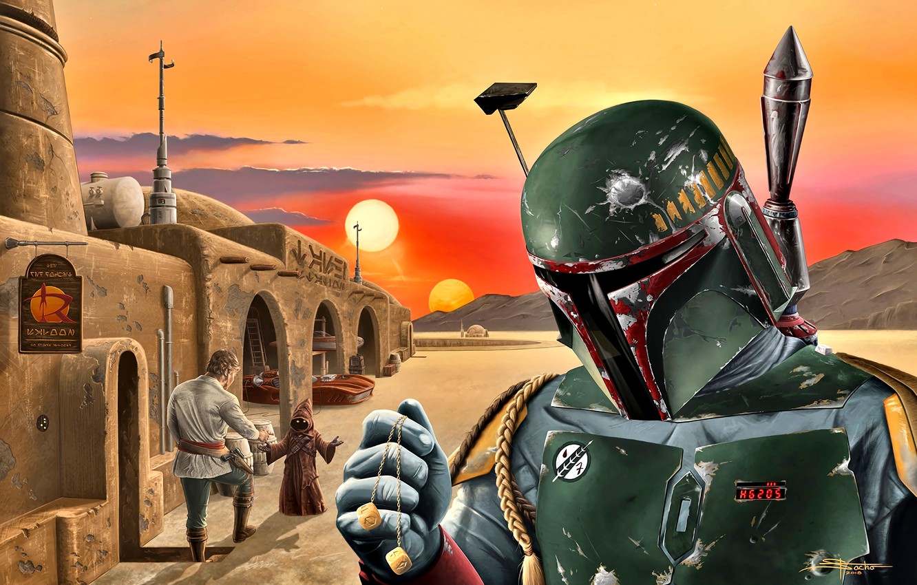 Photo Wallpaper Star Wars, Boba Fett, The Bounty Hunter, - Boba Fett Fan Art , HD Wallpaper & Backgrounds