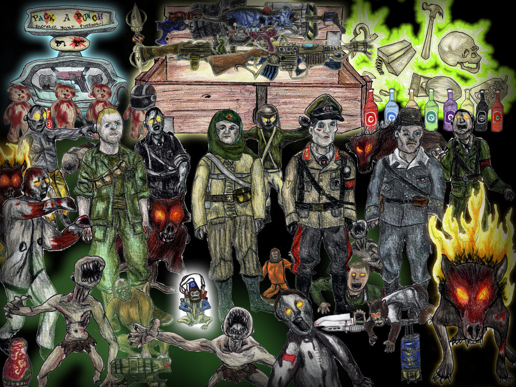 Cod Zombies Wallpaper Free For Widescreen Wallpaper - Call Of Duty Zombies Art , HD Wallpaper & Backgrounds
