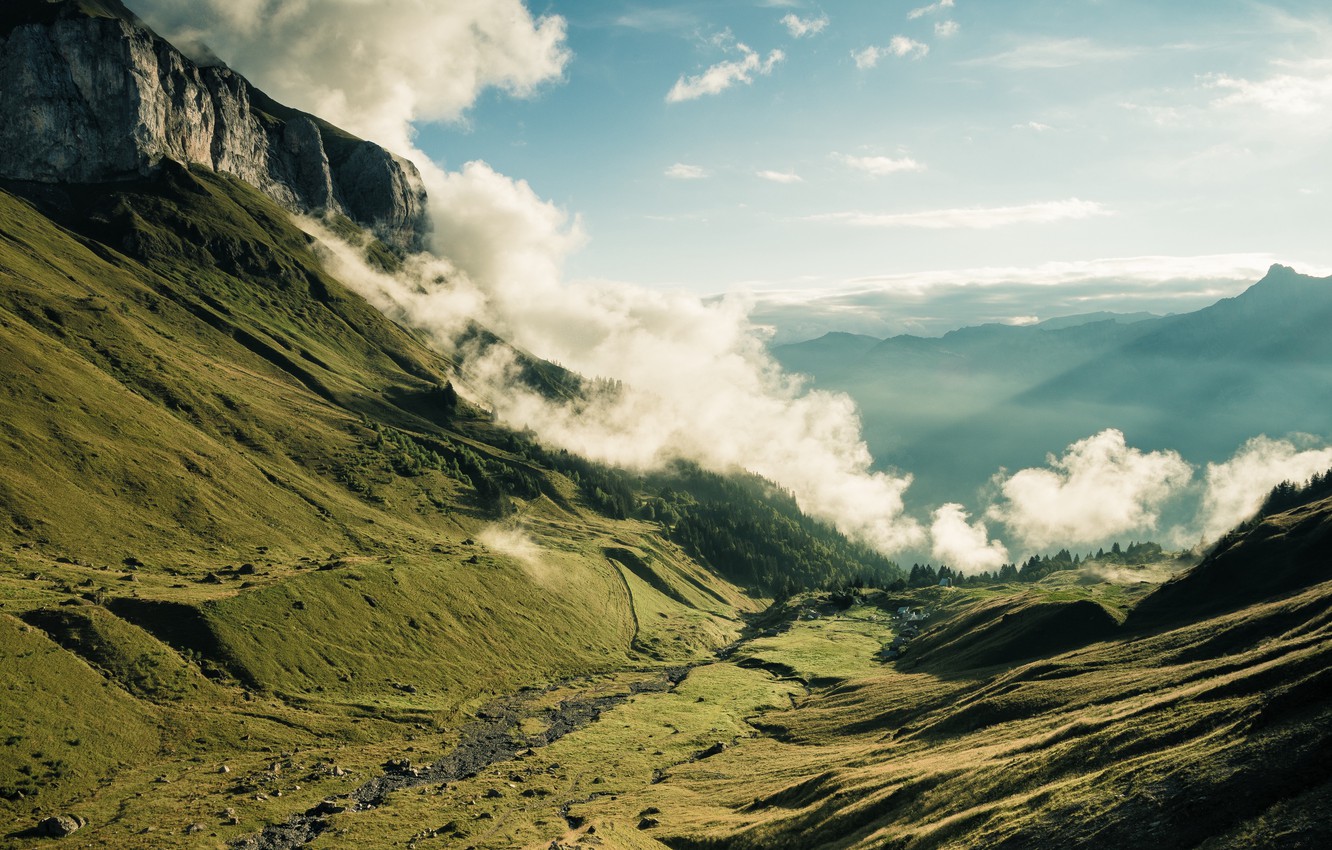 Photo Wallpaper Nature, France, Mountains, Clouds, - Wallpaper , HD Wallpaper & Backgrounds