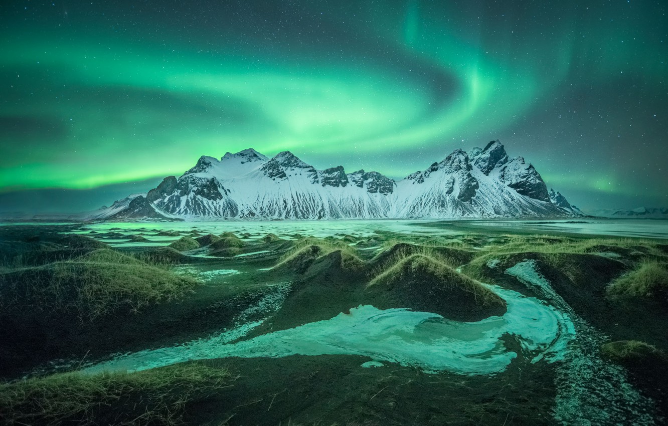 Photo Wallpaper Lights, Mountain, Nature, Iceland - Iceland Wallpaper Mountain , HD Wallpaper & Backgrounds
