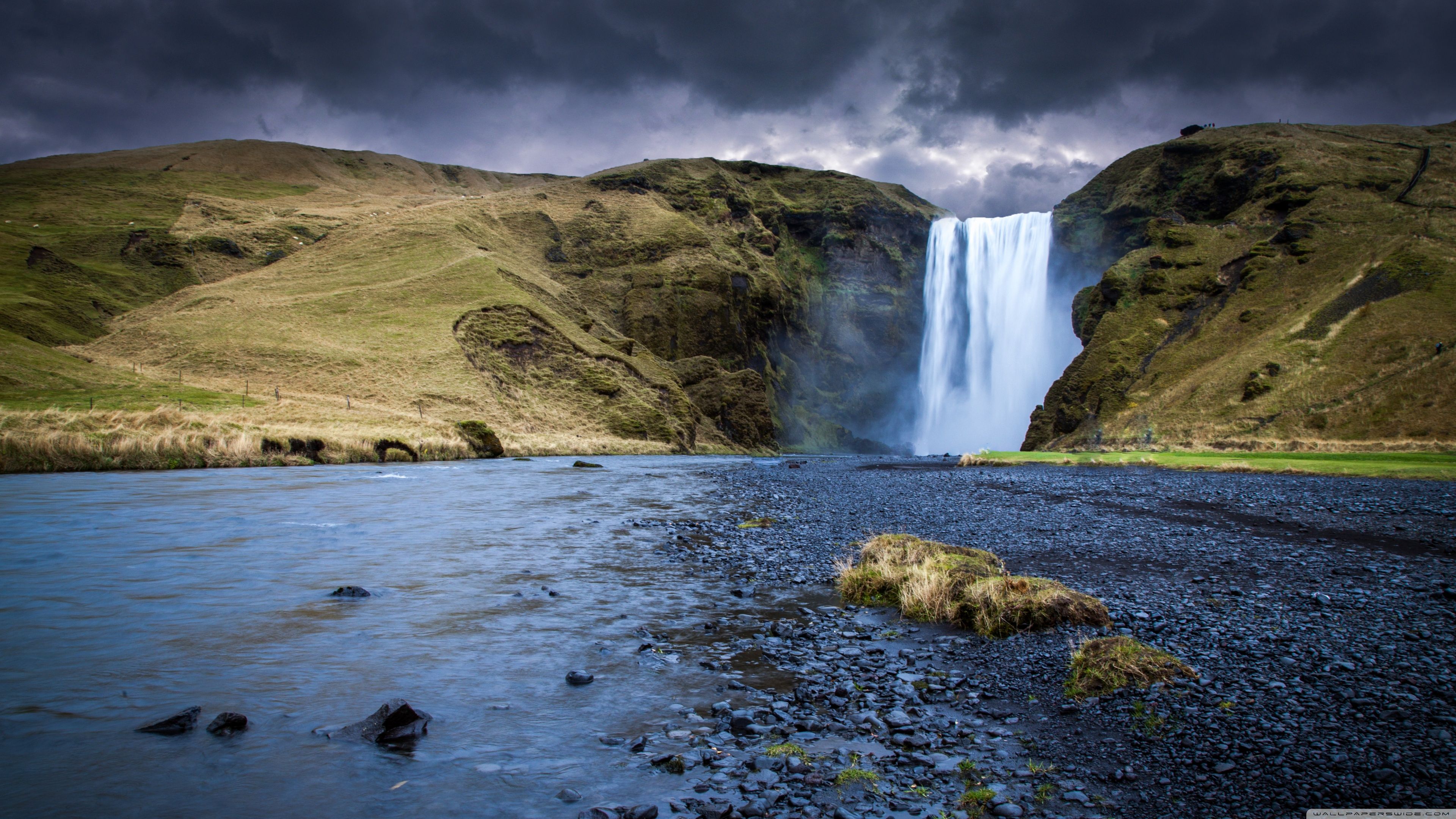 Skogafoss Waterfall, Iceland ❤ 4k Hd Desktop Wallpaper - Skógafoss , HD Wallpaper & Backgrounds