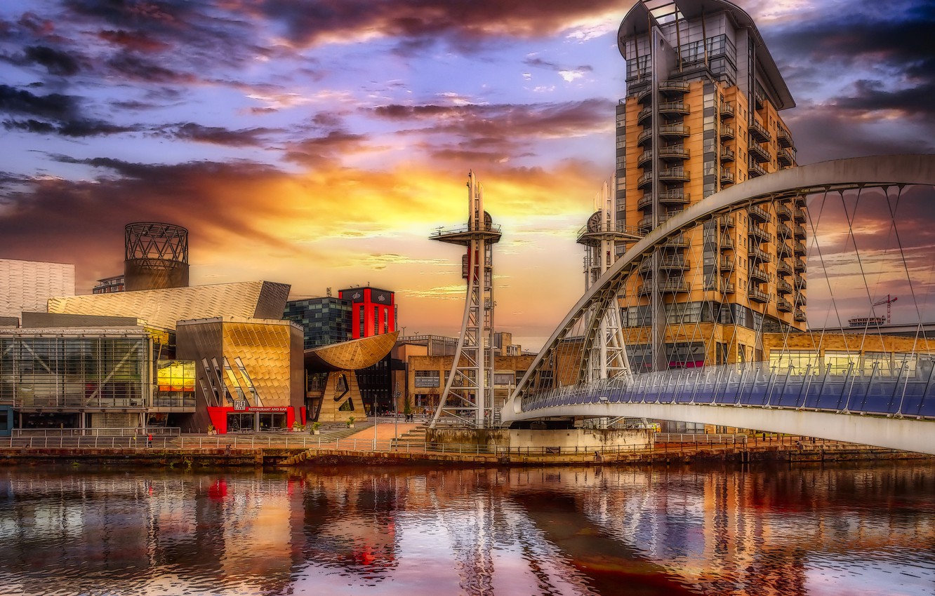 Photo Wallpaper The City, Manchester, Salford Quays - Manchester Salford , HD Wallpaper & Backgrounds