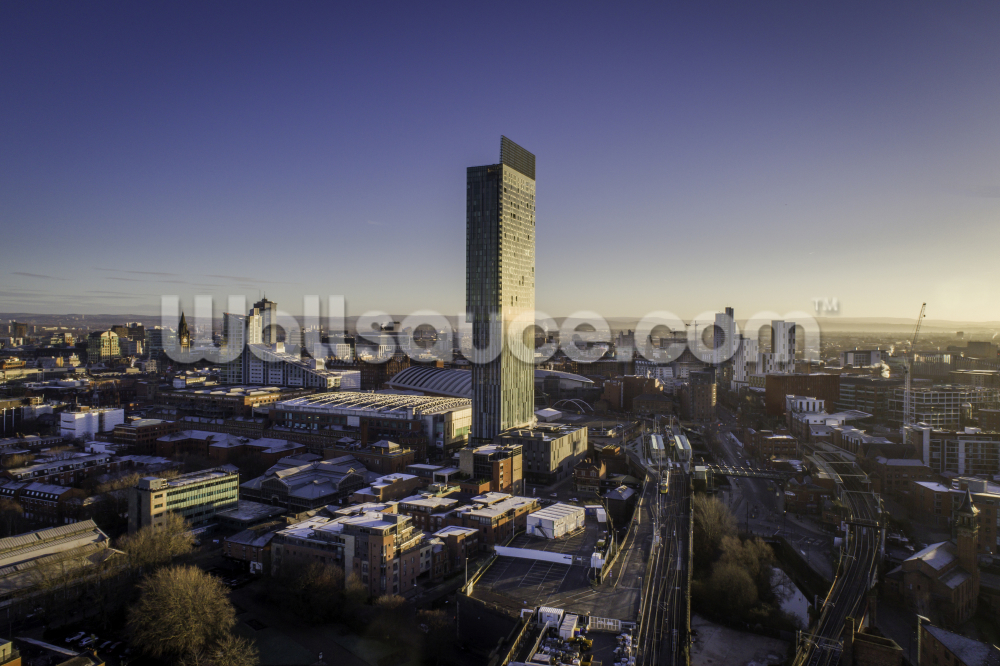 Manchester City Aerial Sunrise Wall Mural - Tower Block , HD Wallpaper & Backgrounds