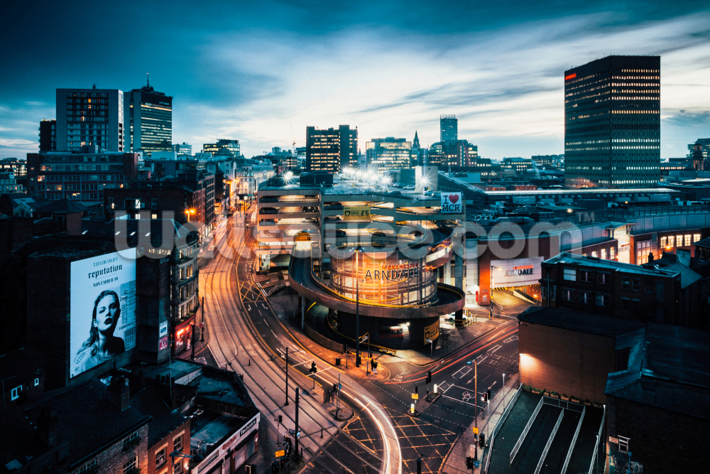 Manchester Skyline Night Mural Wallpaper - Manchester Skyline Night , HD Wallpaper & Backgrounds