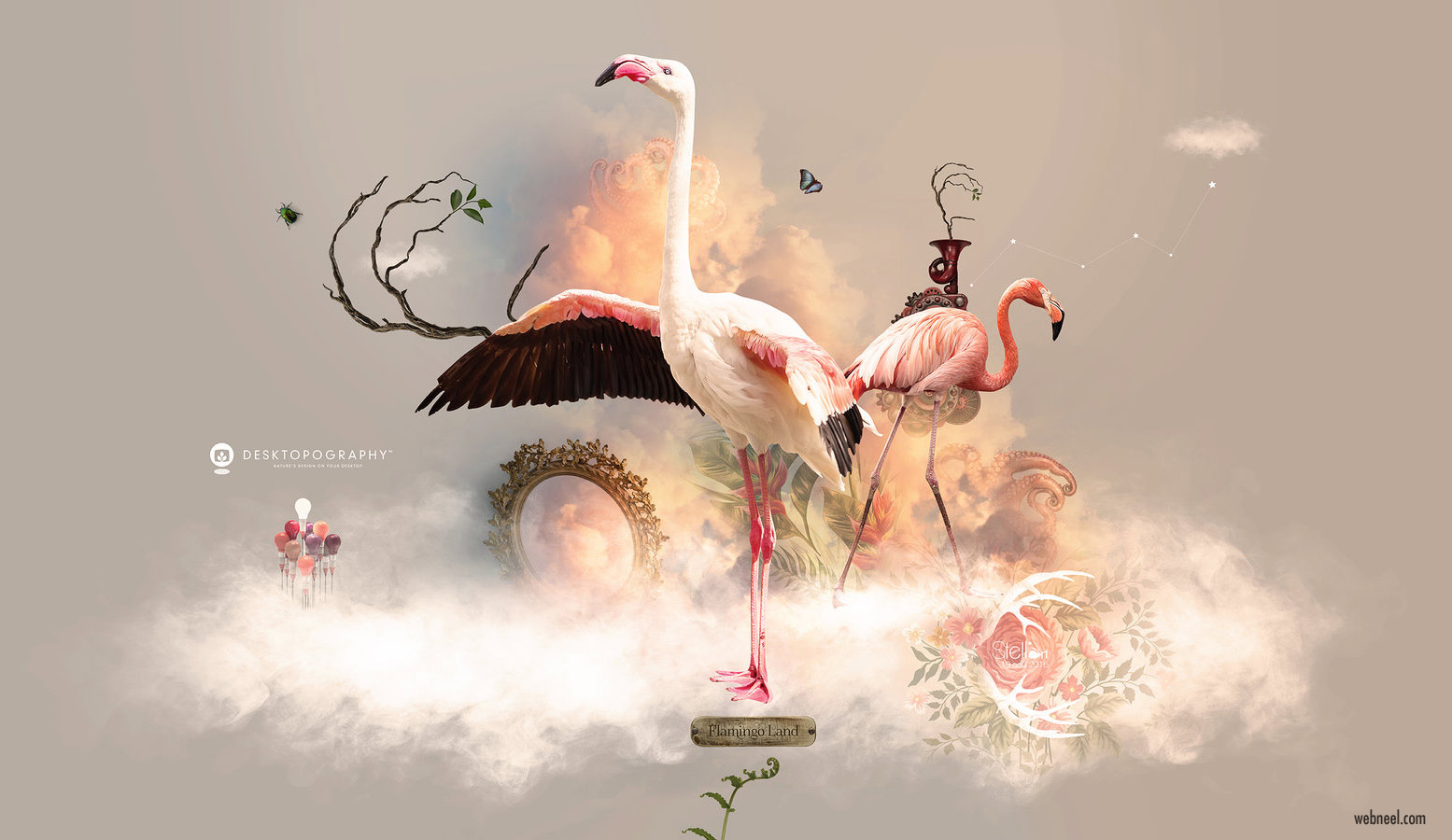 Flamingo Photo Manipulation Wallpaper Photoshop By - Greater Flamingo , HD Wallpaper & Backgrounds