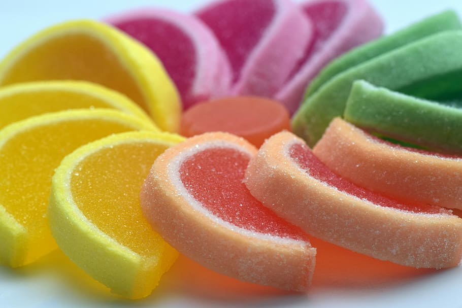 Close-up Photo Of Jelly Candies, Sugar, Sweet, Jelly - Jelly Fruit , HD Wallpaper & Backgrounds