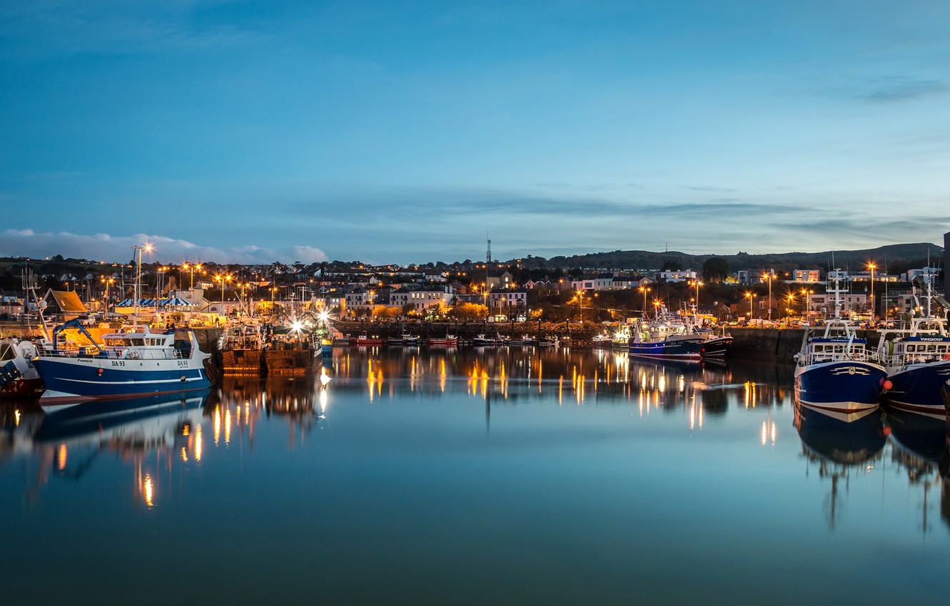 Photo Wallpaper Sea, Lights, Home, The Evening, Bay, - Dublin , HD Wallpaper & Backgrounds