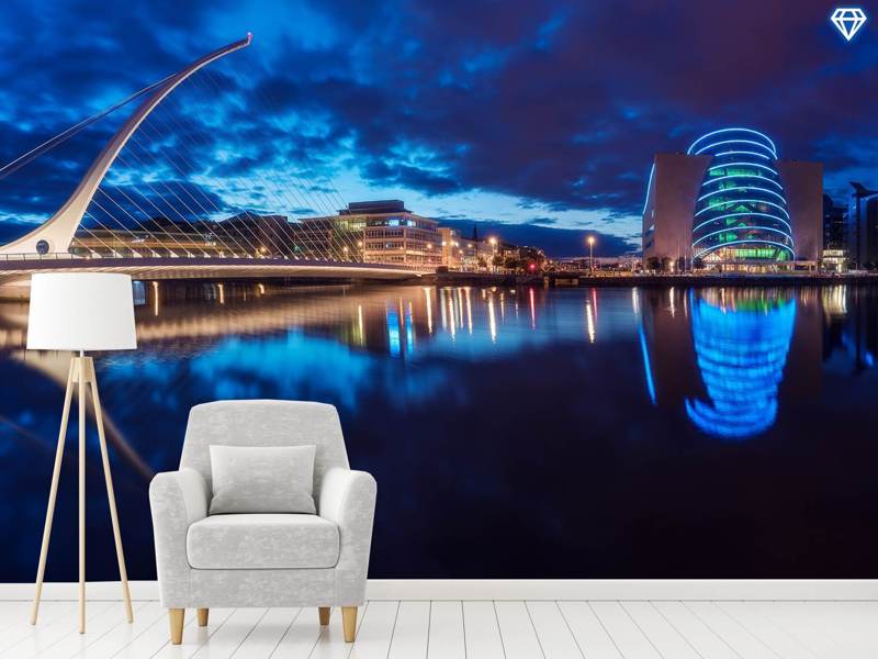 Photo Wallpaper Dublin - Samuel Beckett Bridge Night , HD Wallpaper & Backgrounds
