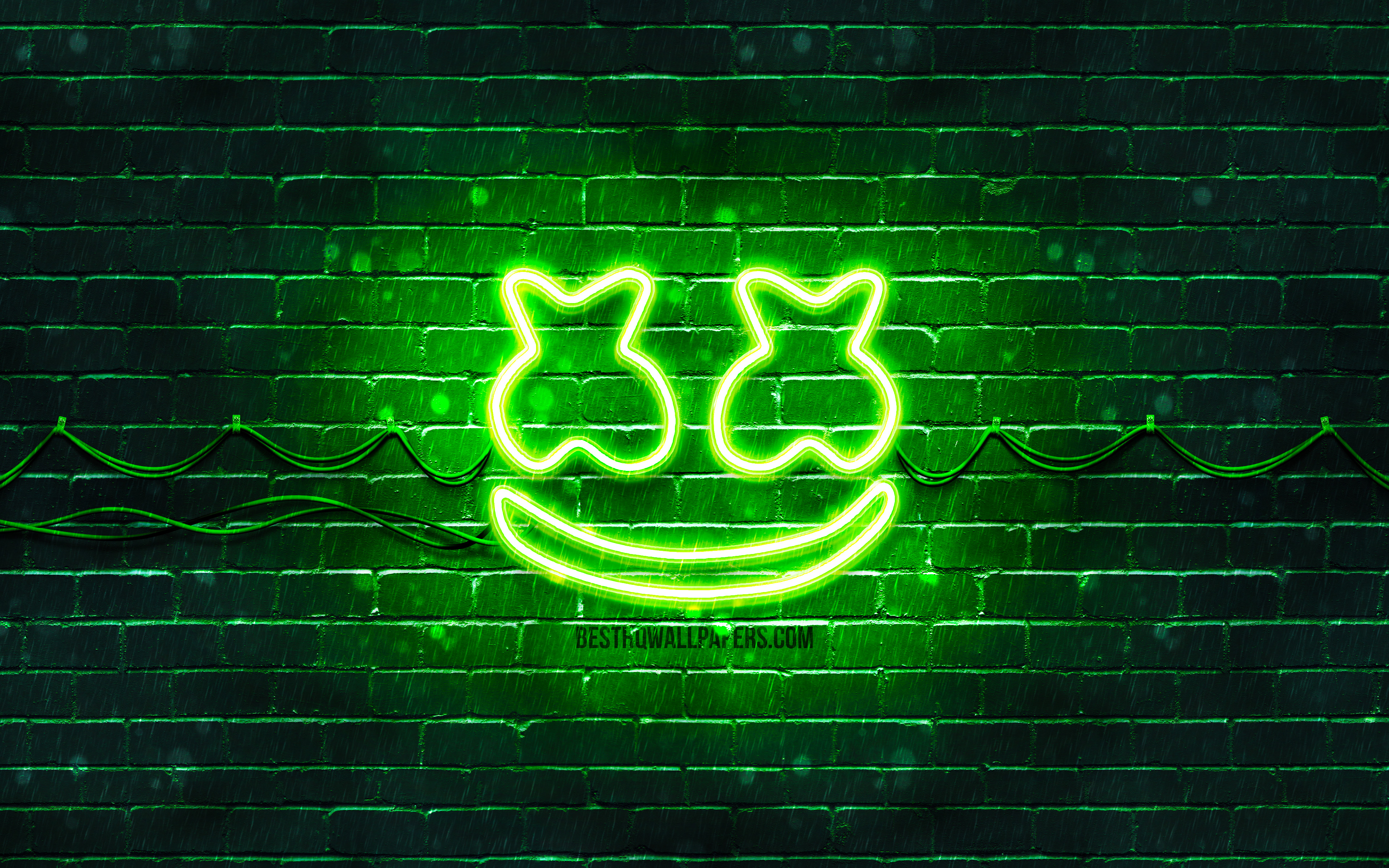 Marshmello Green Logo, 4k, Superstars, American Djs, - Marshmello Green , HD Wallpaper & Backgrounds