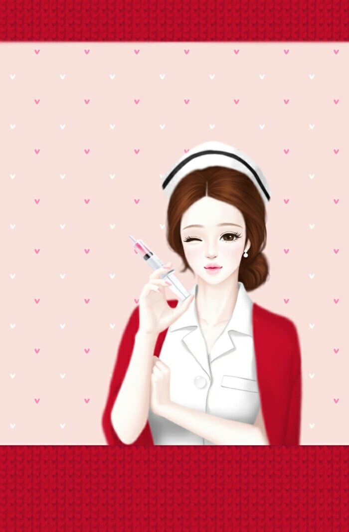 Nurse, Red, And Cute Image - Korean Cartoon Nurse , HD Wallpaper & Backgrounds