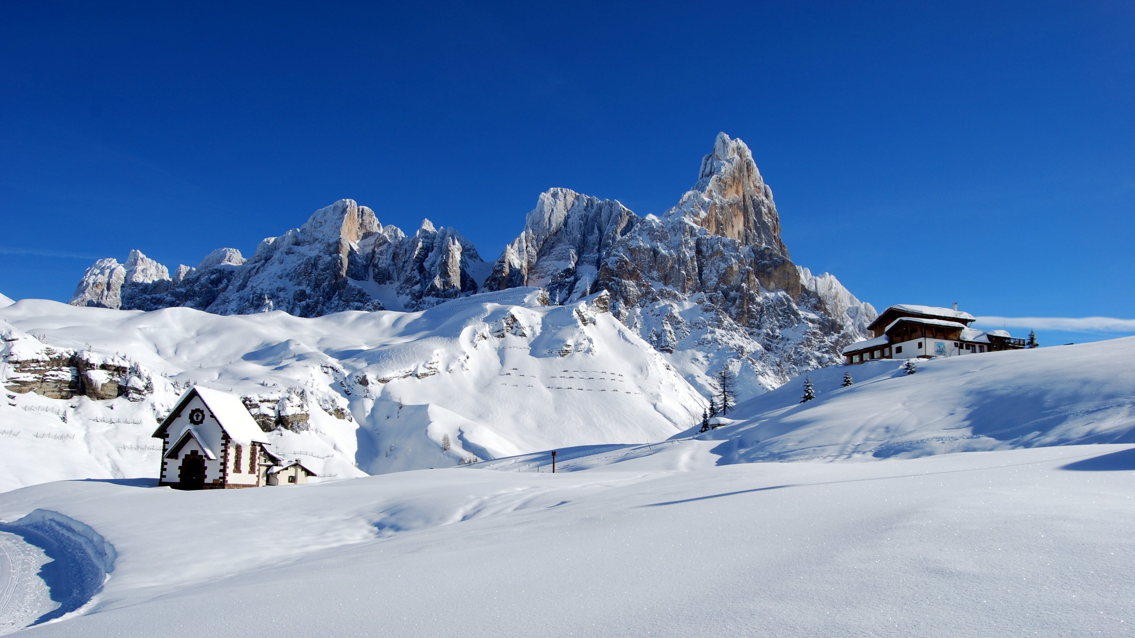 Dolomites Alps Italy Winter Snow Wallpaper - Cimon Della Pala , HD Wallpaper & Backgrounds
