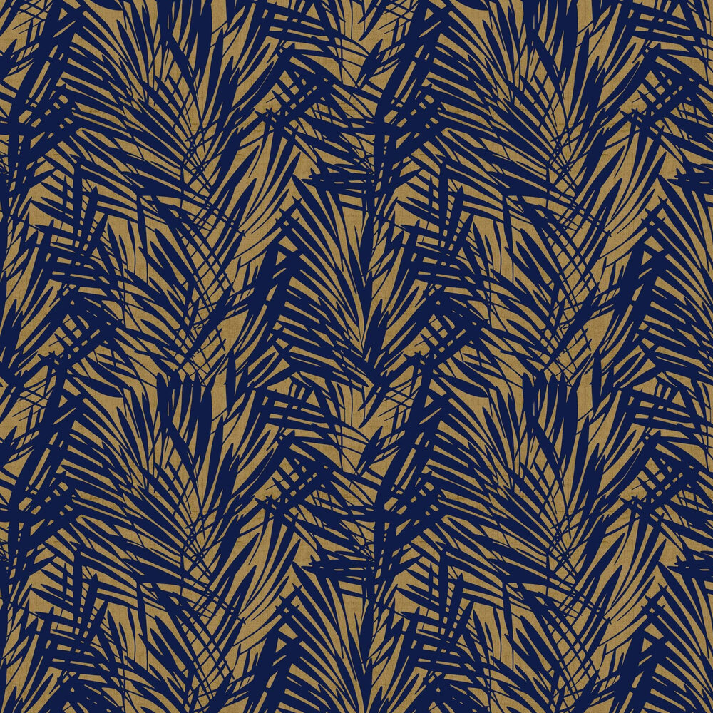 Lelievre Palmeraie Blue / Gold Wallpaper - Louvre , HD Wallpaper & Backgrounds